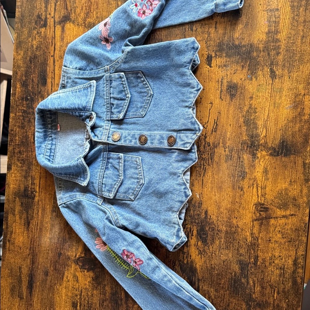 Embroidered Denim Cropped Jacket